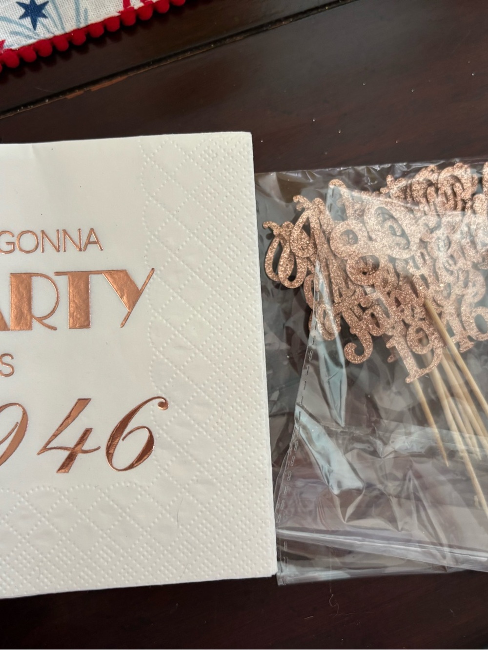 Rose Gold 80th Party Napkins & CupCake Toppers - Elegant Home Party Supplies